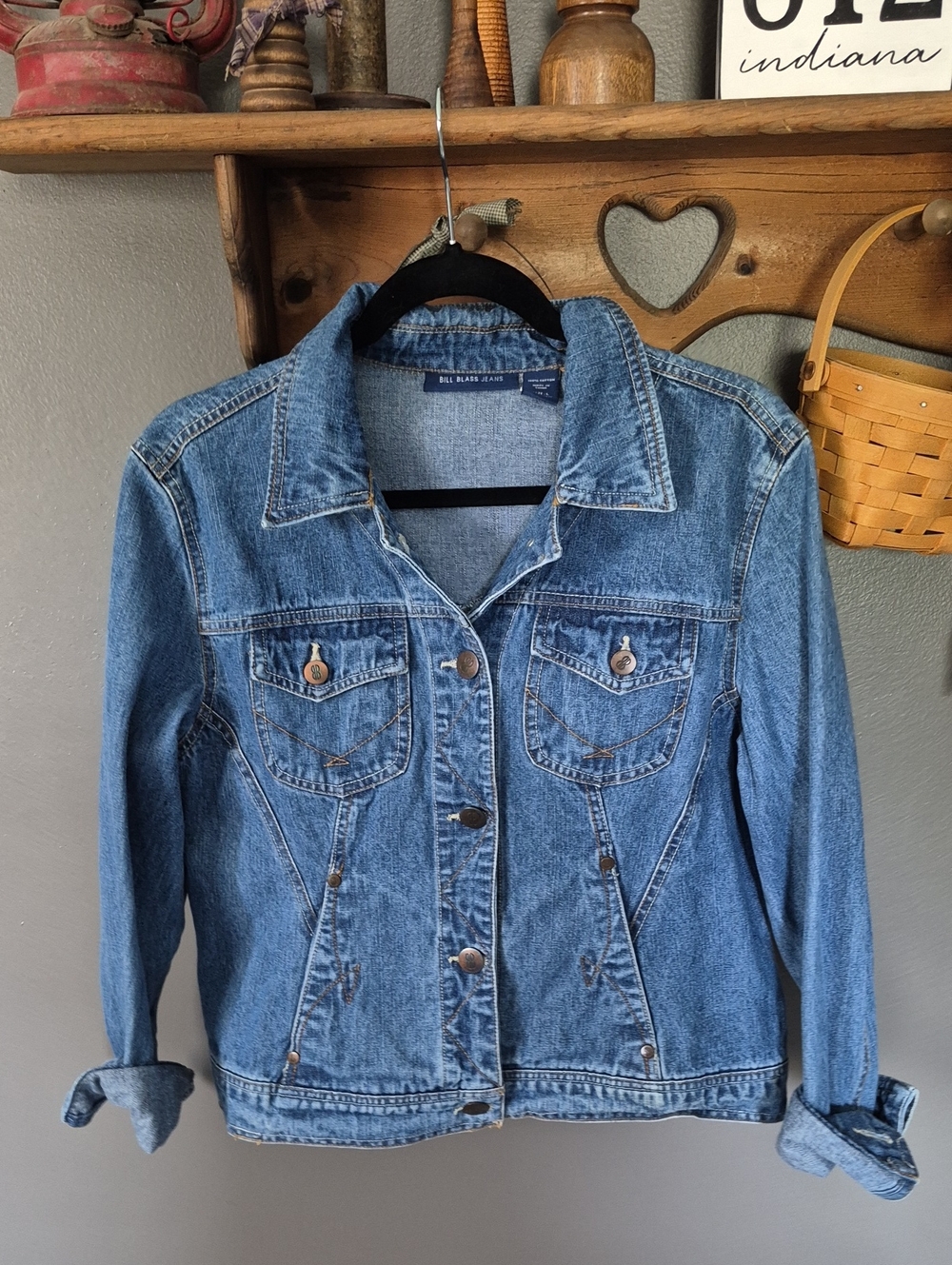 Bill Blass Light Blue Denim Jacket/ Like New